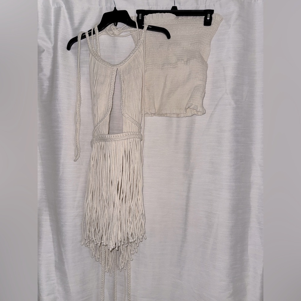 CHIC LE FRIQUE SANCHI SET -  HALTER TOP AND MINI SKIRT - BONE/CREAM - SIZE M/L - Picture 5 of 13